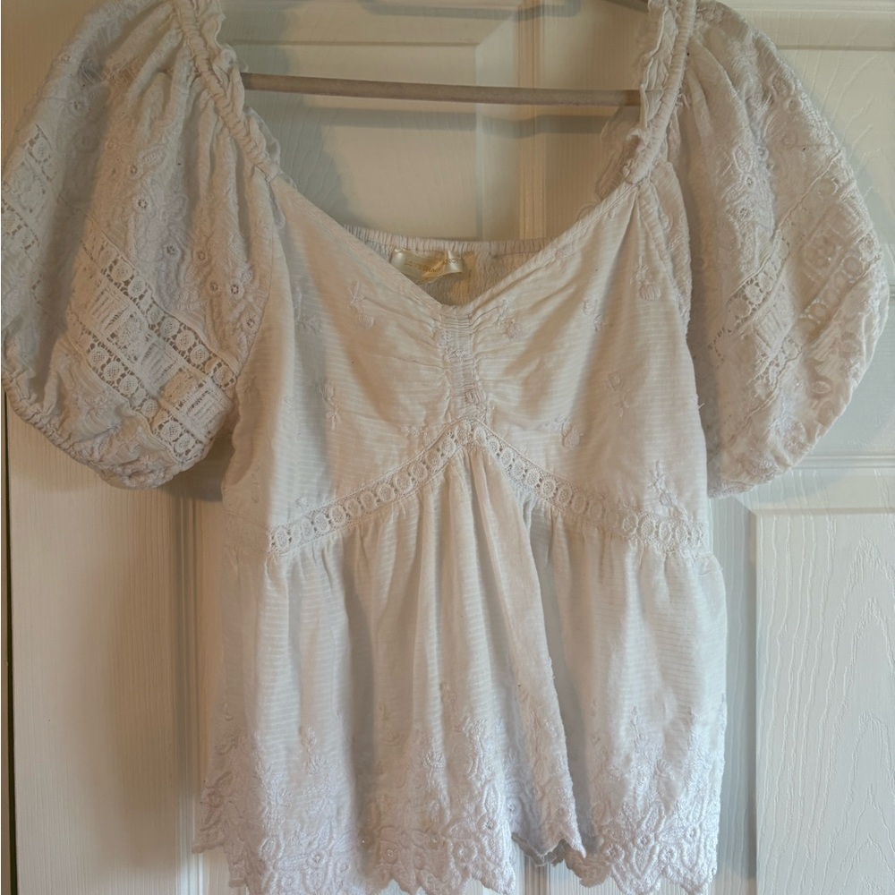 LoveShackFancy Cream Lace Blouse
